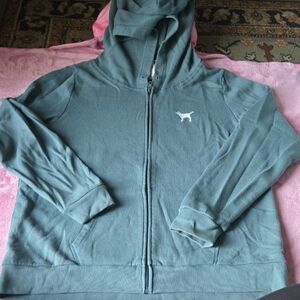 Victoria's Secret Pink Teal Zip-Up Hoodie
